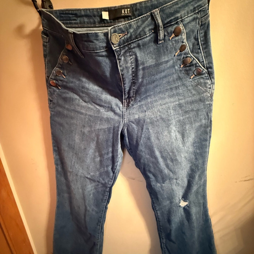 Kut from the Kloth High Rise Button-Accent Blue Jeans